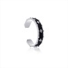 The Apollo Fierce-de-lis Bangle - Black Enamel with White Rhodium -