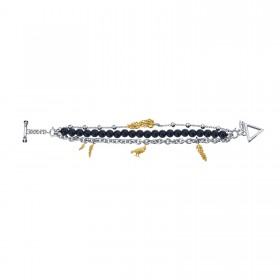 Raven Claw Multi-chain Bracelet - 24 Karat Gold Decorated  - Black Onyx -