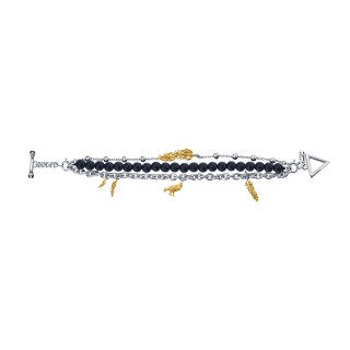 Raven Claw Multi-chain Bracelet - 24 Karat Gold Decorated  - Black Onyx -