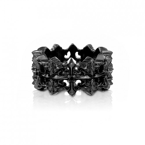 The Rituals Cross 2.0 Mini Ring - Graphite Edition with Black Crystals -