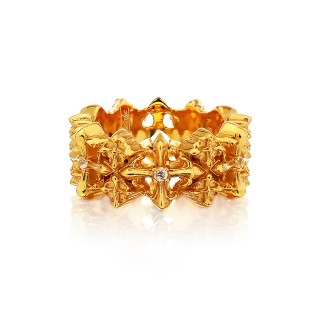 The Rituals Cross 2.0 Mini Ring - 24 Karat Gold Edition with White Crystals -