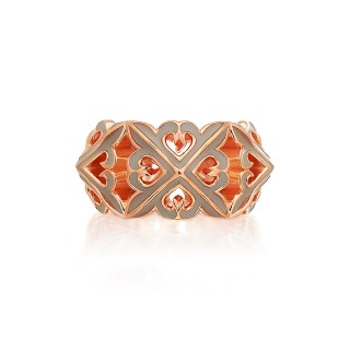 The Deadly Multi-Spikes Ring -  Pure Pink Gold with Grey Enamel -