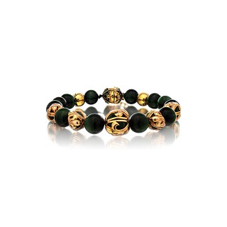 The Fierce Tree Stone Bracelet - Green Tiger Eye 24 Karat Gold Plated -